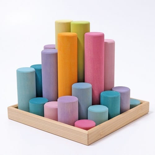 Grimms Wooden Toy Building Rollers Pastel
