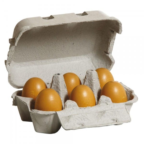 Erzi Wooden Eggs Brown Six Pack
