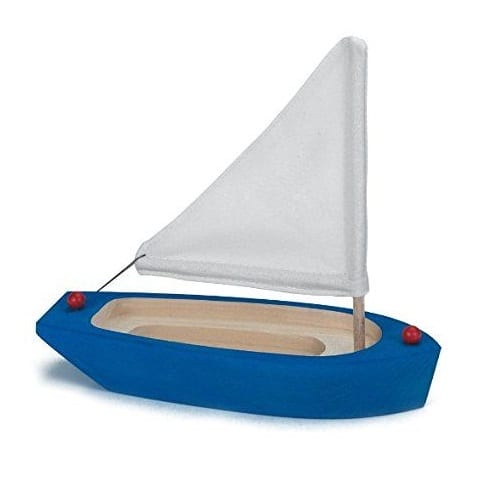 Gluckskafer Wooden Toy Sail Boat Blue