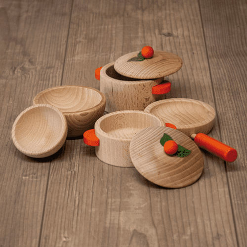 Erzi Wood Toy Tableware Wood Cooking Set Cookery