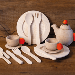 Erzi Wooden Toy Tableware Wood Crockery Set