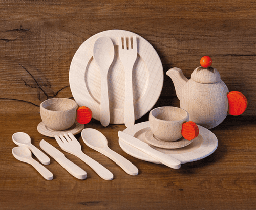 Erzi Wooden Toy Tableware Wood Crockery Set