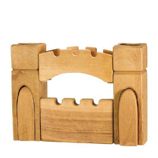 Ostheimer Wooden Toy Gateway Set with 2 Towers Wall Bridge