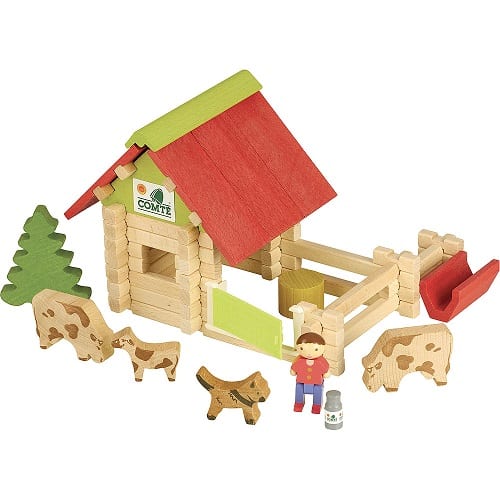 Jeujura Wooden Toy Farm Building Set 70 Pieces