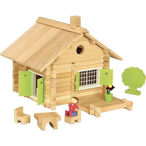 Jeujura Wooden Toy Log House 135 Pieces