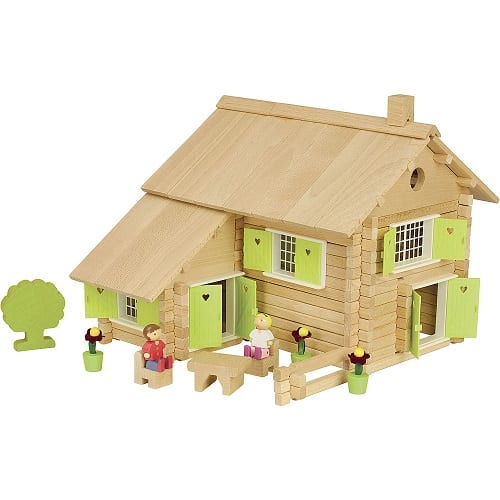 Jeujura Wooden Toy Log House 240 Pieces