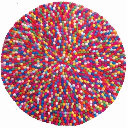 Papoose Felted Wool Round Ball Mat 90cm