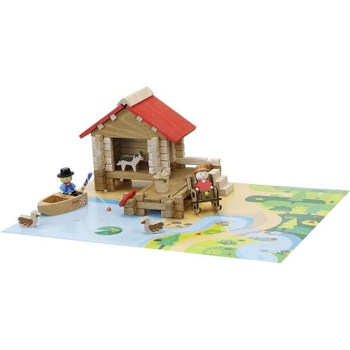 Jeujura Wooden Toy Fishing Hut 90 Piece Set
