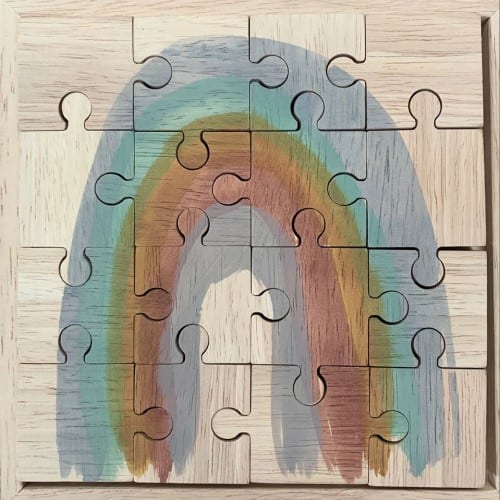 Papoose Wooden Puzzle Puzzle Earth Rainbow 16 Pieces