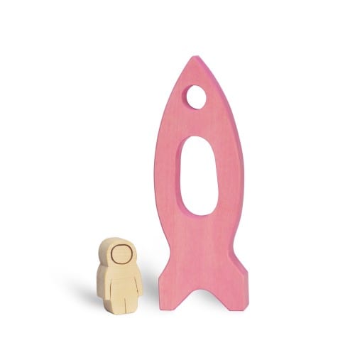 Ocamora Wooden Toy Rocket & Astronaut Pink