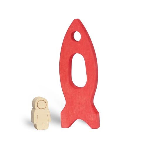 Ocamora Wooden Rocket & Astronaut Red