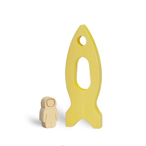 Ocamora Wooden Rocket & Astronaut Yellow