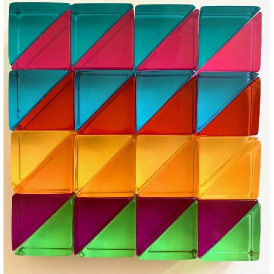 Papoose Lucite Triangles Small Set 32 Pieces