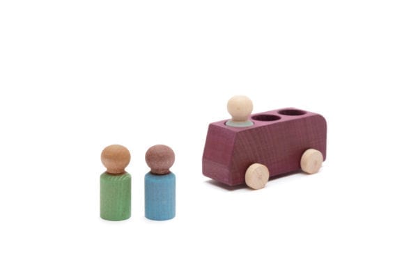 Lubulona Wooden Toy Bus Plum with 3 Figures