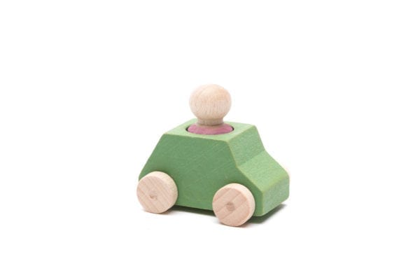 Lubulona Wood Toy Car Mint with Pink Figure