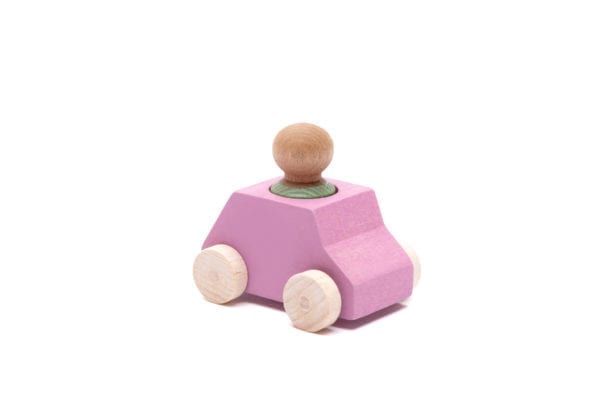 Lubulona Wood Toy Car Pink with Mint Figure