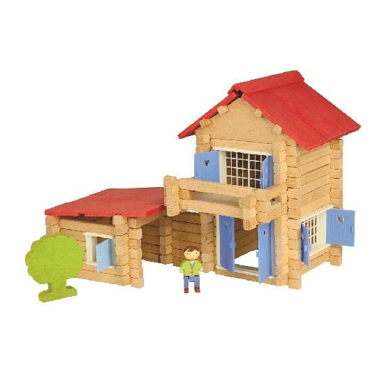 Jeujura Wooden Toy Log Chalet 140 Pieces