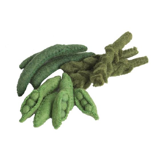 Papoose Felt Toys Beans, Peas and Asparagus 12 Pieces
