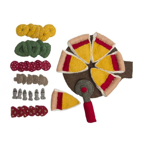 Papoose Toys Felted Wool Pizza & Cutter Set
