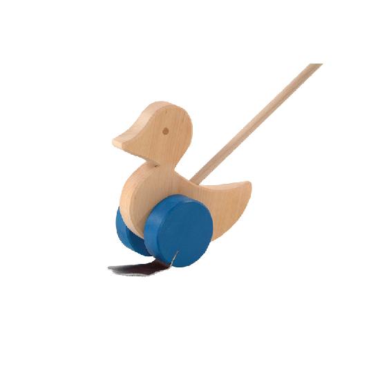 Ostheimer Wooden Toy Push Toy Waddle Duck Blue