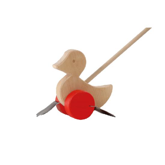 Ostheimer Wooden Toy Push Toy Waddle Duck Red