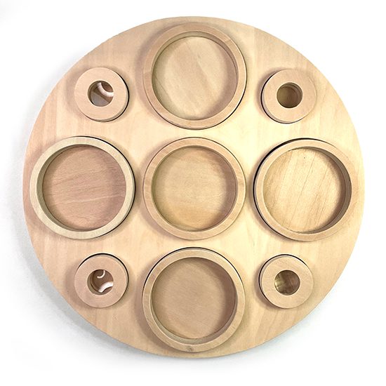 Papoose Toys Wood Round Sorting Tray with Dishes