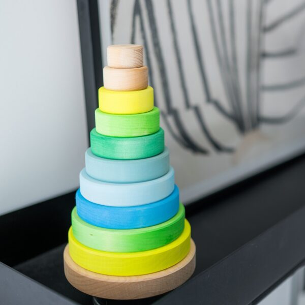 Grimm's Wooden Toys Conical Tower Neon Green