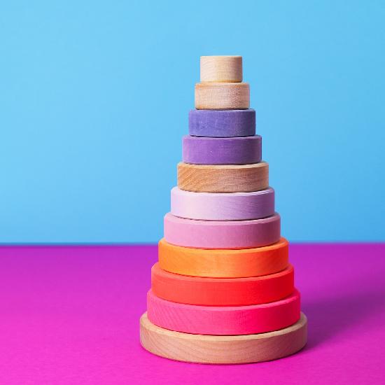 Grimm's Wooden Toys Conical Tower Neon Pink